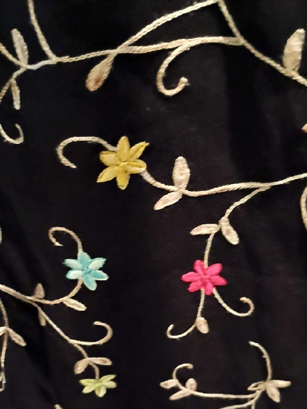 FINAL PRICE Talbots Irish Linen Black Pants with Multicolored Floral Embroidery - Picture 12 of 12